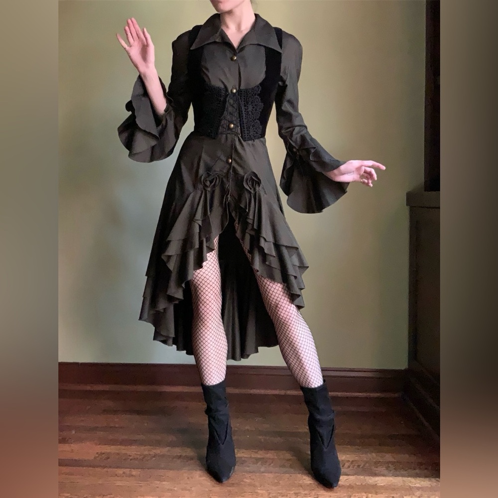 •Sold• Ruffled Rose Coat, Steampunk Whimsygoth Victorian Inspired Jacket